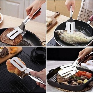 Kẹp gắp nóng thức ăn cá chiên thịt nướng bằng inox 304 không gỉ - Xẻng lật đồ chiên rán chống nóng cao cấp
