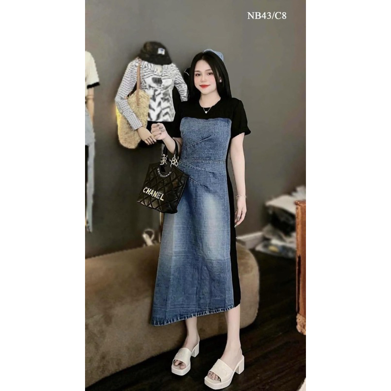 Hv-Đầm jean pha thun loang màu::200k