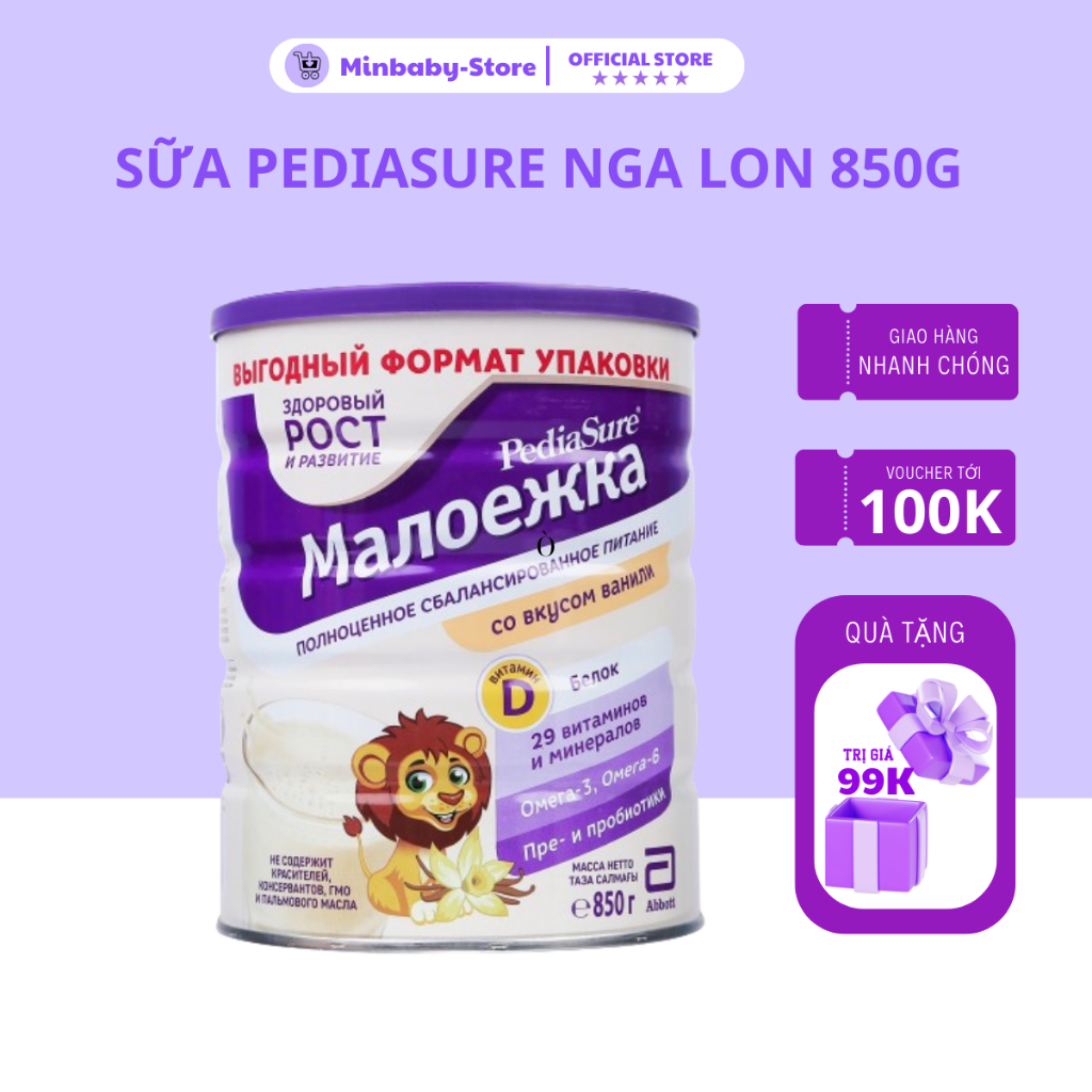 [Date 2025] Sữa Pediasure Nga vị vani dạng bột 850g.