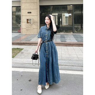 váy jean xoè kèm đai m24