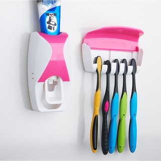 Bộ Nhả Kem Đánh Răng Thông Minh, Kệ Để Bàn Chải Đánh Răng Tiện Lợi Dán Tường mini cho bé giá