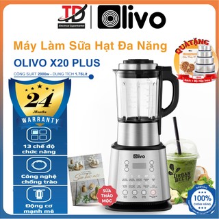 Máy Làm Sữa Hạt OLIVO X20 PLus, Sấy Khử Khuẩn - Tạm Dừng Khi Nấu, 2000W - 1,75L, Bảo Hành Chính Hãng 2 Năm