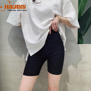 Quần legging đùi Haviss dáng ngắn short cạp cao chất thun co giãn thời trang