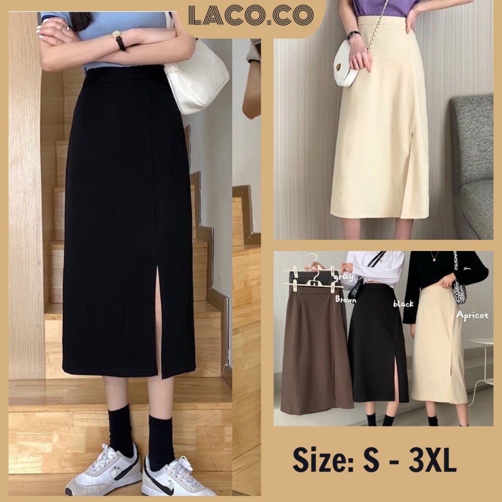 Chân váy dài chữ A ulzzang xẻ tà form đẹp, Chân váy midi dài chất tuyết mưa basic MSP LACO57