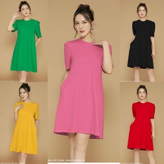 Đầm thun suông có túi- TTS tặng hoa tai