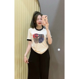 sét bộ áo thun cotton su mix quần suông BỘ CARBS phong cách Hàn Quốc THUUNISEXM563