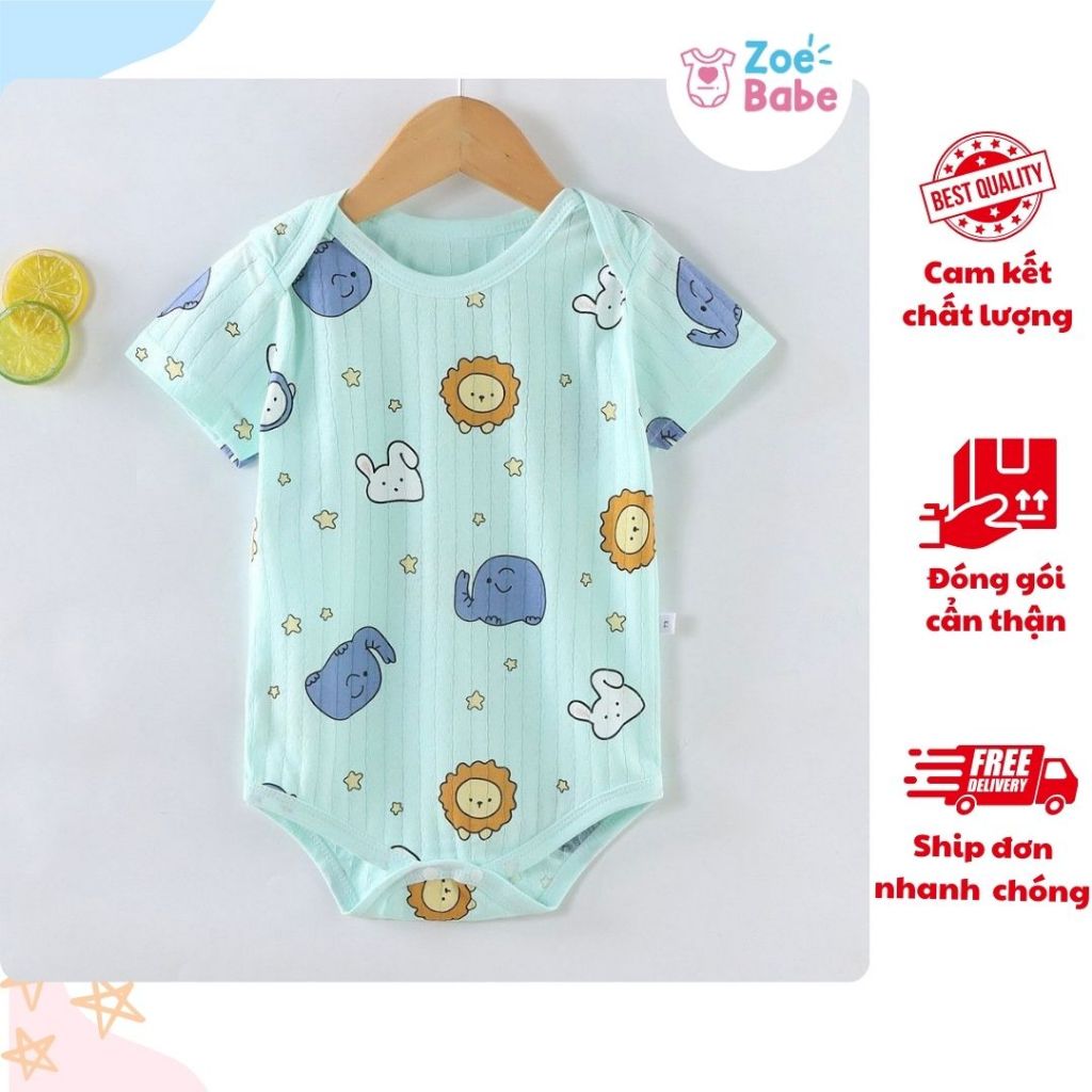 Body Chip, Bodysuit Cộc Tay Vải Cotton Thông Hơi Thoáng Mát Mùa Hè Cho Bé Trai, Bé Gái Từ 3-12kg
