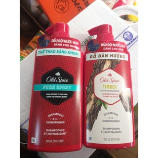 Dầu gội xả 2in1 old spice 650ml timber / pure sport nhập khẩu mỹ