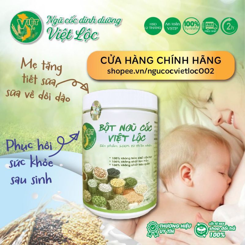 Ngũ cốc lợi sữa Việt Lộc hộp 500gr - Sữa về nhiều hơn