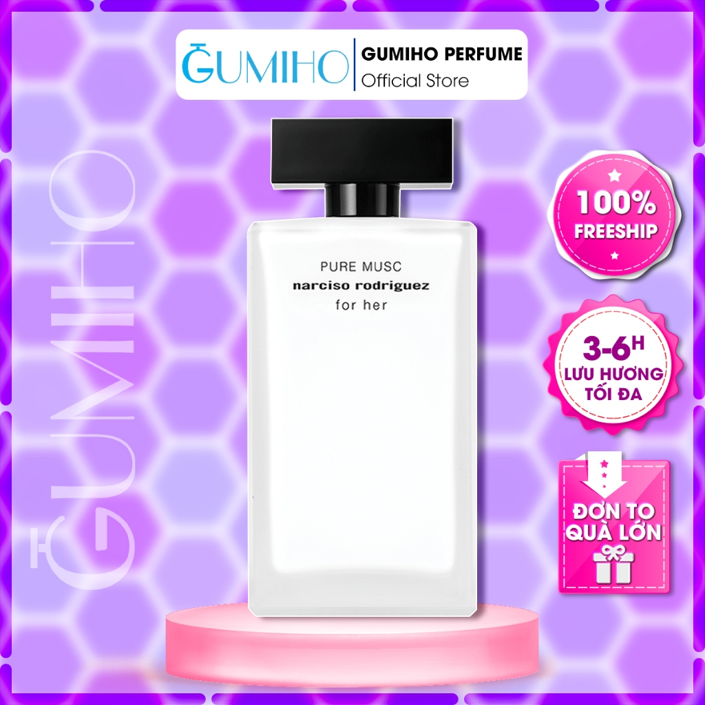 Nước Hoa Nữ Narciso For Her Pure Musc - Narciso Trắng, Hương Phấn Hoa Tươi, Xạ Hương Trắng Thơm Mát - Gumihoperfume