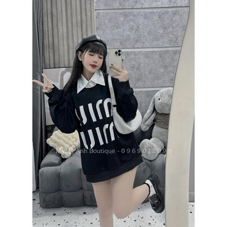 Áo nỉ miu miu cổ sơ mi