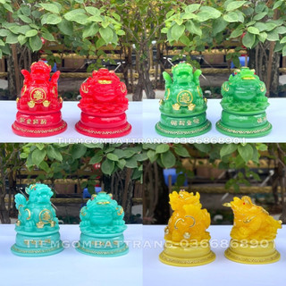 Ông Cóc Thiềm Thừ + Tỳ Hưu Đế Xoay Tròn 360 . Đặt Ban Thần Tài Cao 15cm, Đường Kính 11cm