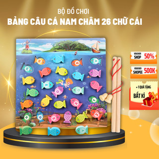 Bảng câu cá 3D bằng gỗ với 26 chữ cái giáo dục sớm cho bé nhận biết mặt chữ, phát triển tư duy trí tuê