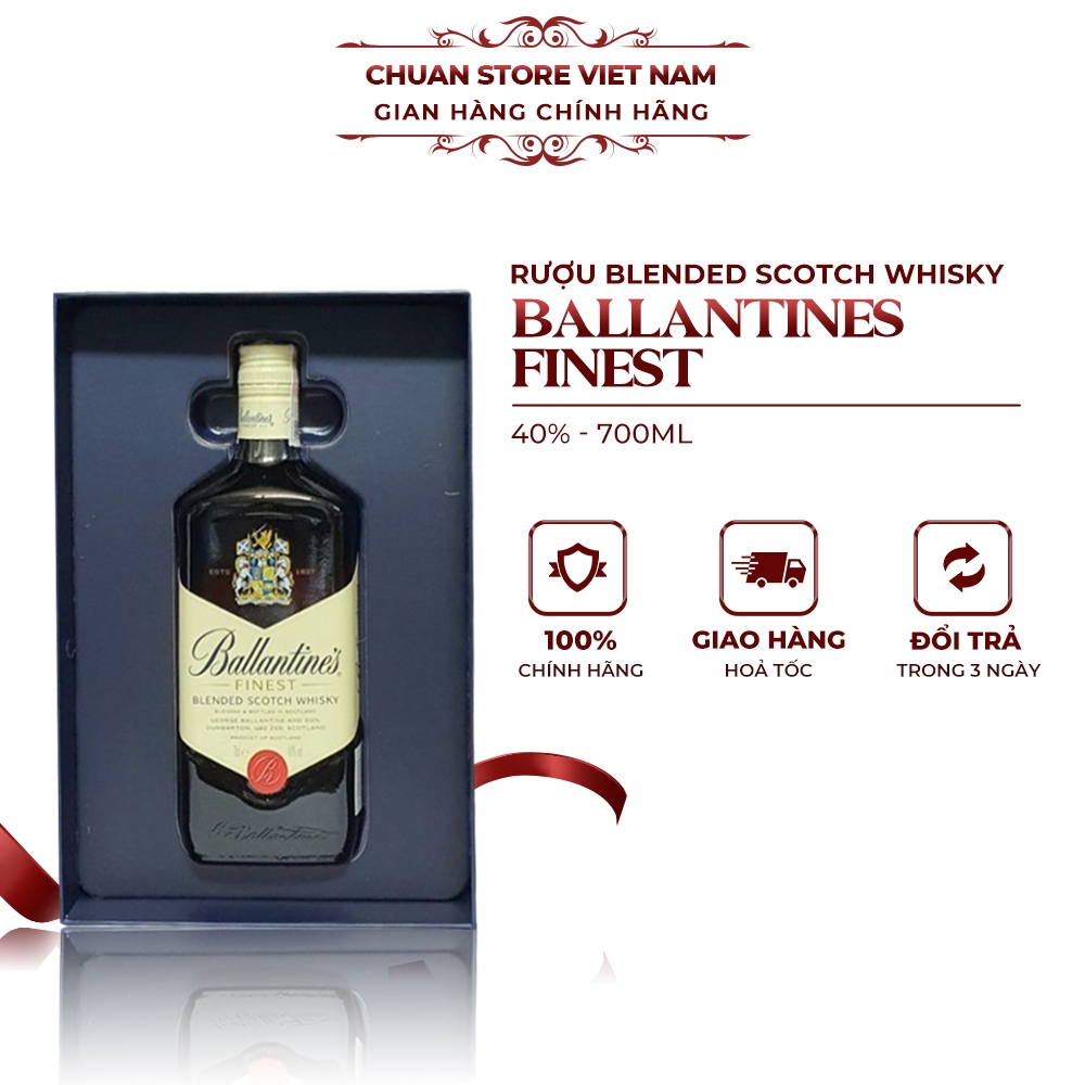 Rượu whisky Ballantines Finest 40% chai 700ml kèm hộp quà biếu tết nhập khẩu chính hãng