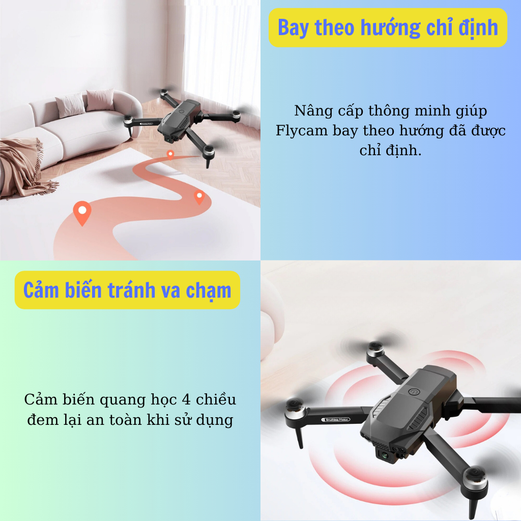 Flycam động cơ không chổi than giá rẻ F198, Máy bay điều khiển từ xa cho người mới chơi 2 camera pin 1800mAh bay 20p | BigBuy360 - bigbuy360.vn