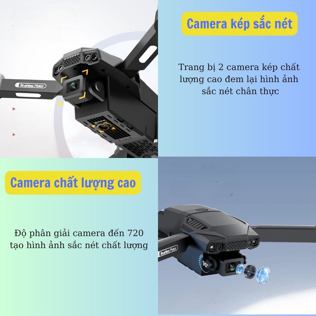 Flycam động cơ không chổi than giá rẻ F198, Máy bay điều khiển từ xa cho người mới chơi 2 camera pin 1800mAh bay 20p | BigBuy360 - bigbuy360.vn