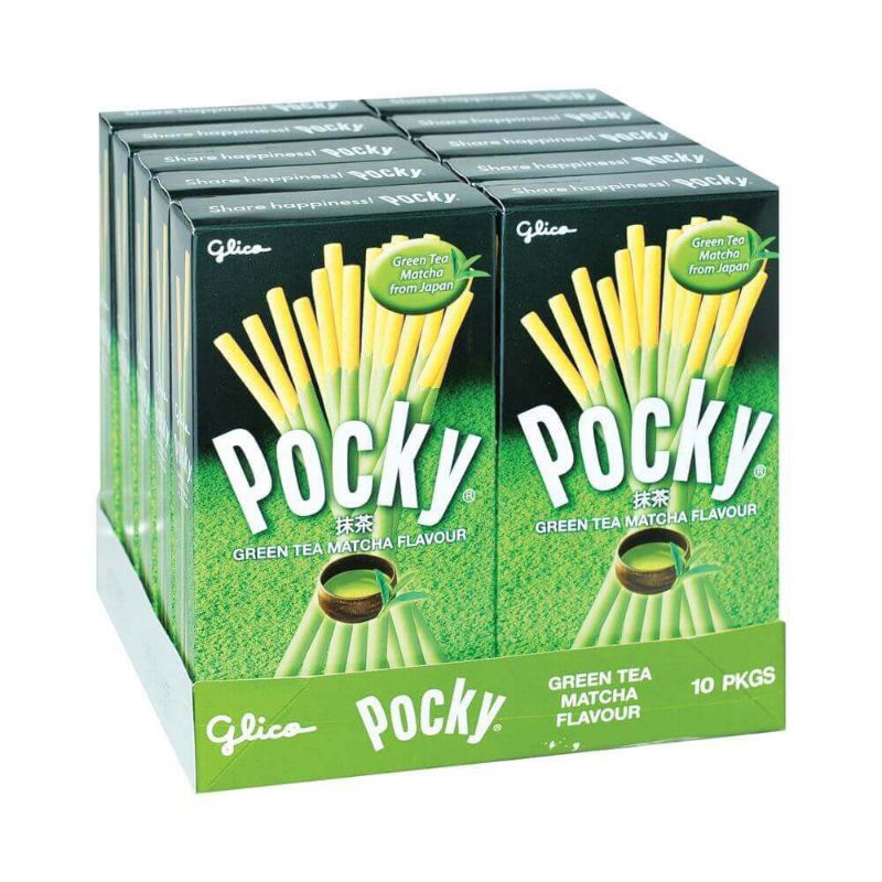 [Date Mới]' Bánh que Pocky Glico vị trà xanh matcha lốc 10 hộp x 35g - MM