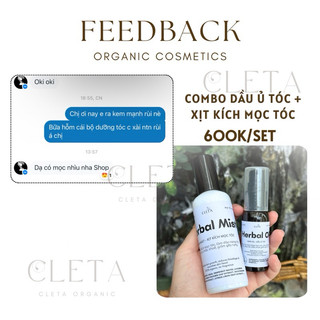 COMBO DƯỠNG TÓC CLETA ORGANIC (dầu ủ + xịt kích mọc tóc)