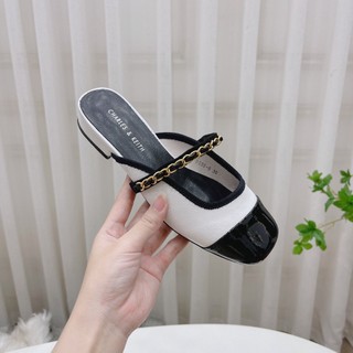 Sục da quai xích ngang mũi vuông gót 2cm