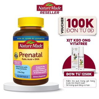 Vitamin tổng hợp bầu Nature Made Prenatal Folic Acid + DHA 150 viên bổ