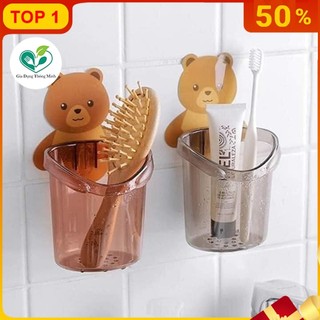 Cốc đựng bàn chải hình gấu dán tường tiện lợi xinh xắn - Cốc đựng bàn chải