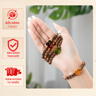 Vòng tay trầm hương đơn Mix Charm Omani - Mộc Hương Rừng - Trầm hương thiên nhiên