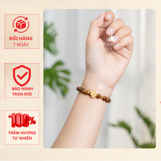 Vòng Trầm Hương Đơn Mix Cỏ 4 Lá May Mắn - Mộc Hương Rừng