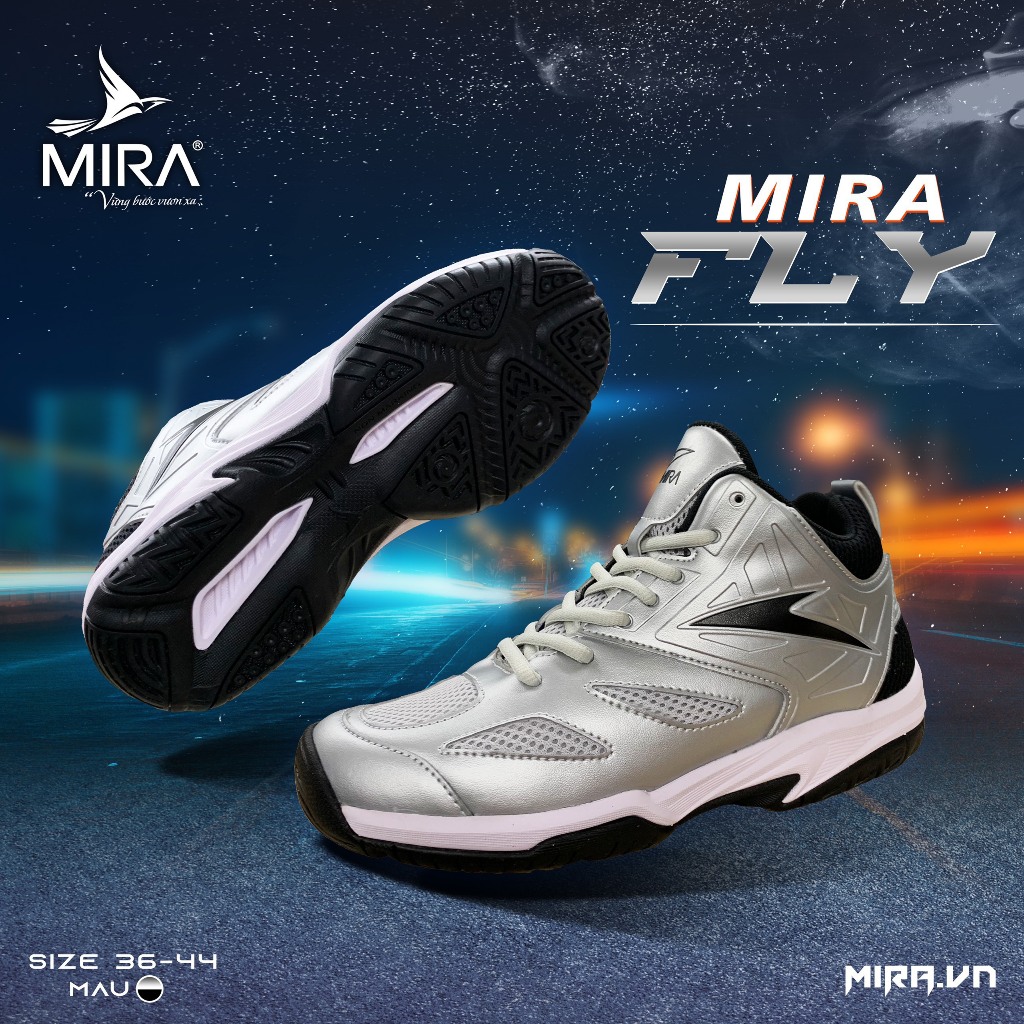 Giày thể thao, bóng chuyền, bóng rổ, cầu lông nam nữ Mira Fly đế cao su chống trơn trượt Merci Sport