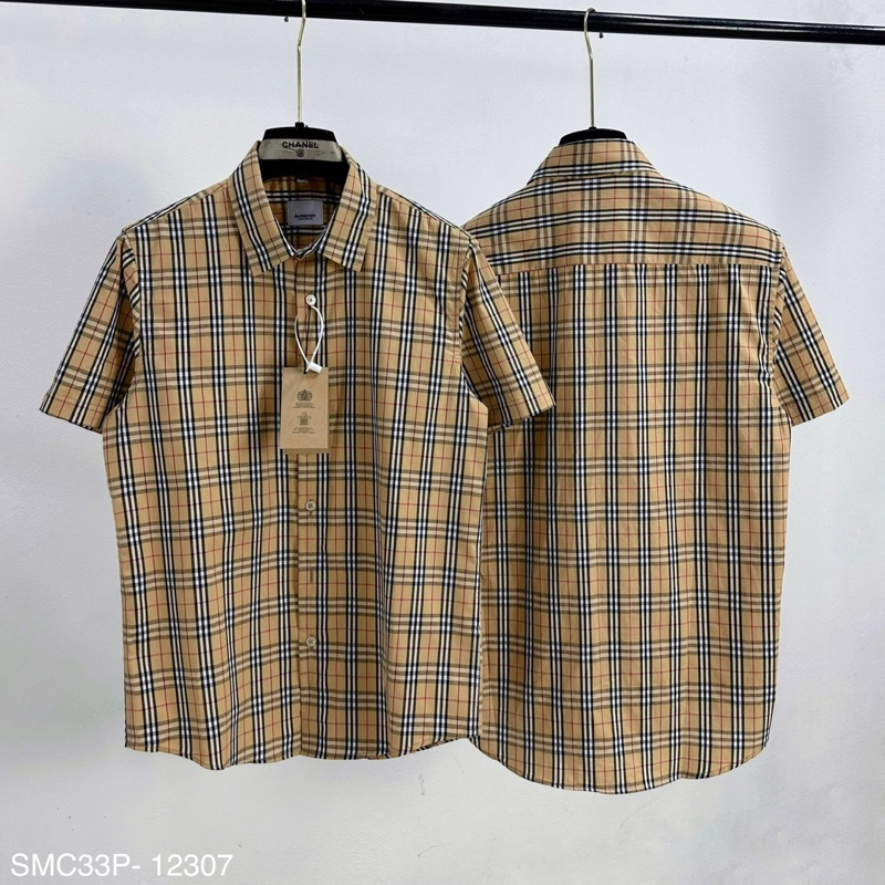  Áo sơ mi kẻ nam nữ cộc tay BBR hoạ tiết kẻ sọc caro be đen đỏ trơn dáng đơn giản sang trọng SMC33P 