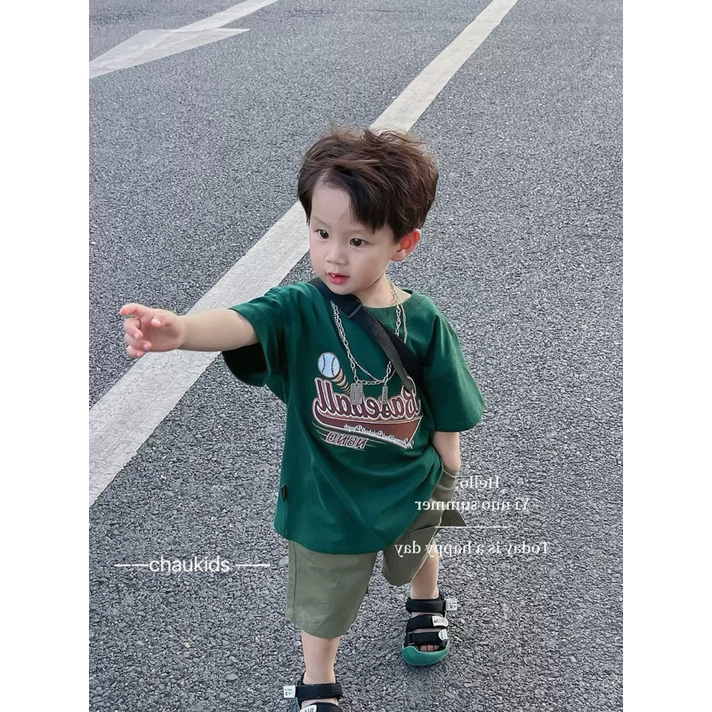 Bộ xanh lá baseball bé trai