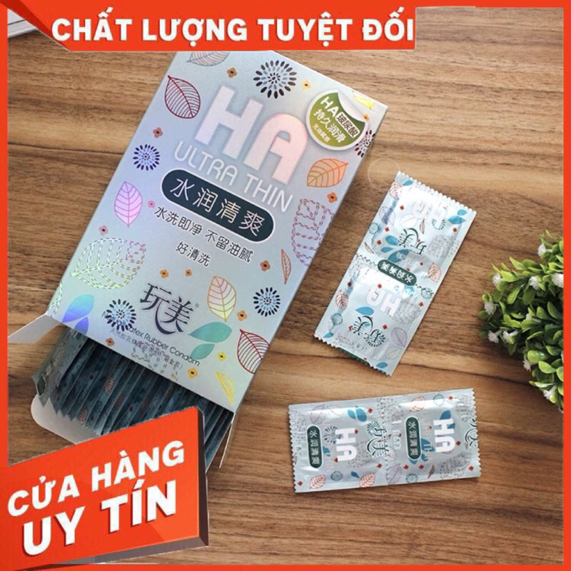 Bao cao su Trung Quốc “HA ultra thin” hộp 100 chiếc gốc nước size 52±2mm, sản phẩm chính hãng an toàn tuyệt đối