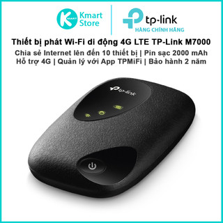 Bộ phát WIFI di động TP-Link M7000 | Hỗ trợ 3G 4G | Pin sạc 2000mAh | Chia sẻ upto 10 thiết bị | Bảo hành 2 năm