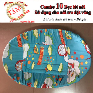[Combo 10 bọc lót nôi] Nôi tre đặt võng, Chuyên Sỉ lót nôi tre kute nằm võng cho bé + Tặng vòng dâu