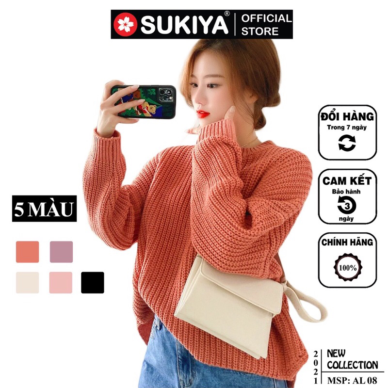 [2ndhand] 👚 Áo Len Nữ SUKIYA Sợi to chất dày Form dáng rộng Hàn Quốc