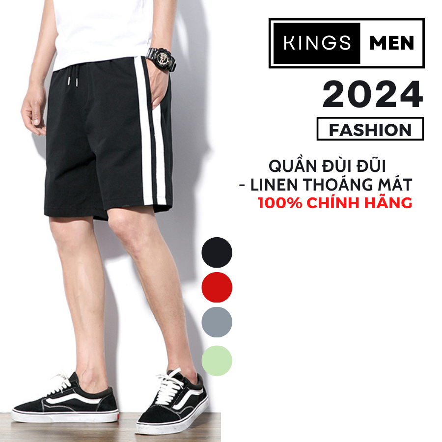 Quần Short Đũi Nam Kingsmen Quần Đùi Nam Mùa Hè Vải Đũi Linen Cao Cấp Nhẹ Mát Thấm Hút Mồ Hôi 2 Sọc