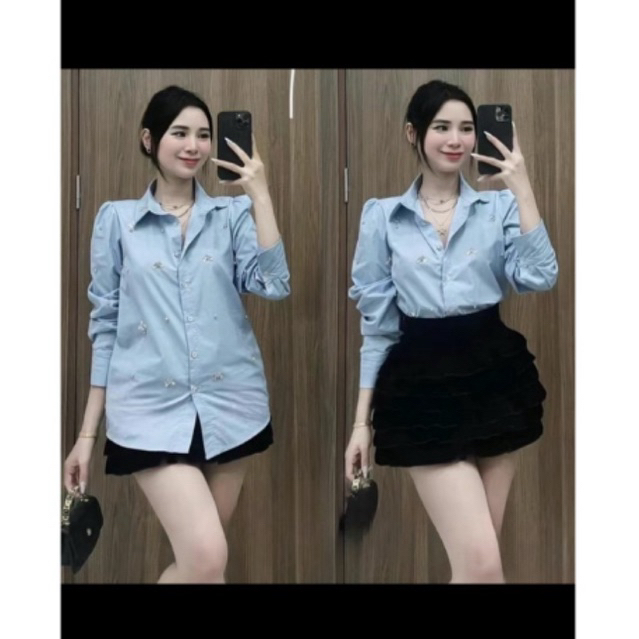 Áo sơ mi hothit chất thô mềm đính đá giá tận xưởng