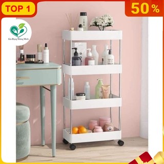Kệ đựng đồ đa năng có bánh xe đẩy spa nhựa 4 tầng có bánh xe chuyên dụng