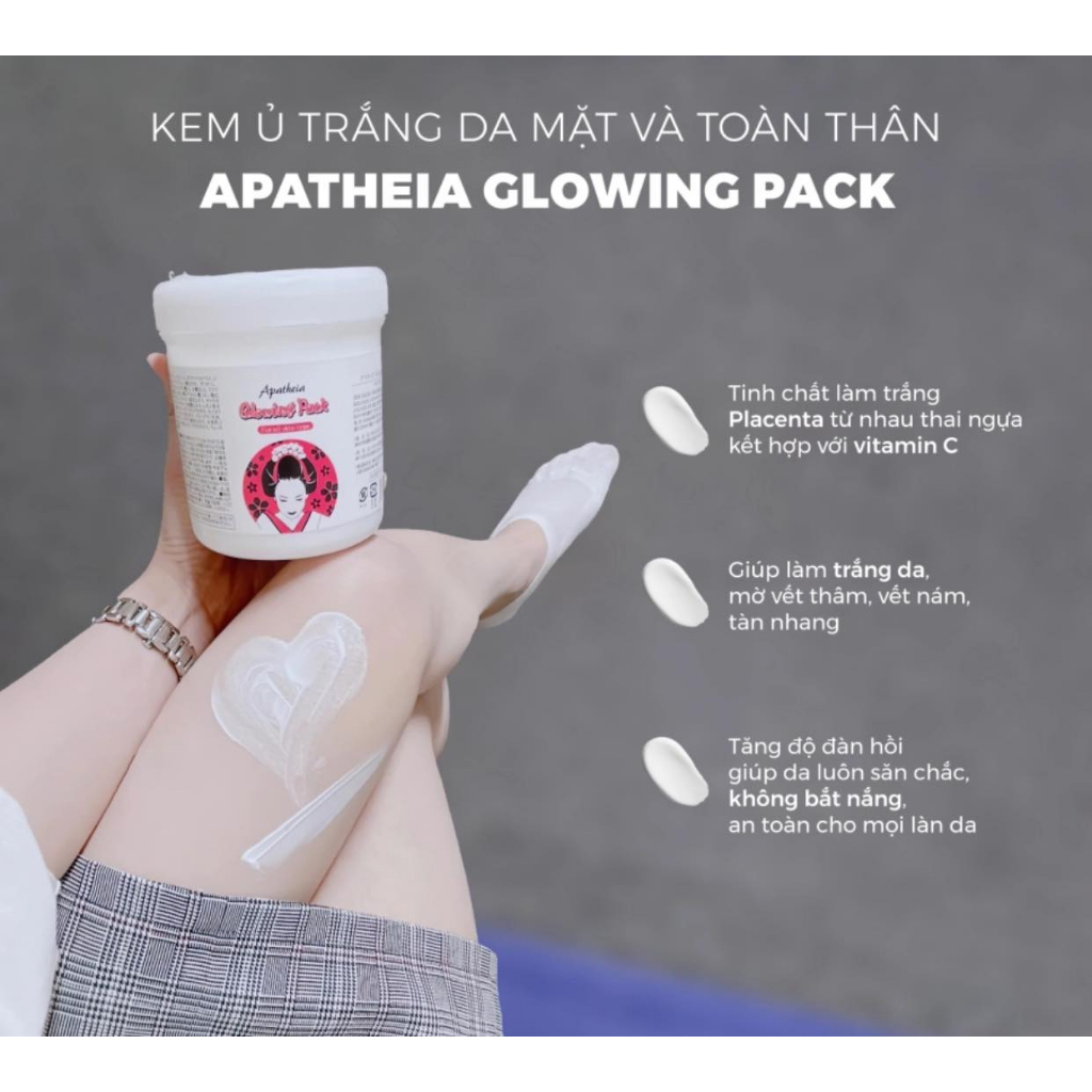 Kem ủ trắng cô gái nhật toàn thân Apatheia Glowing Pack Nhật Bản 500g