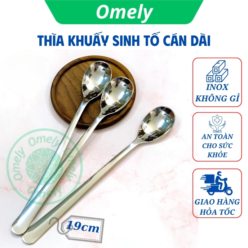 Combo 5 thìa inox cán dài 19cm – Muỗng khuấy sinh tố, cafe, ăn súp, cháo – Bền đẹp, dễ vệ sinh