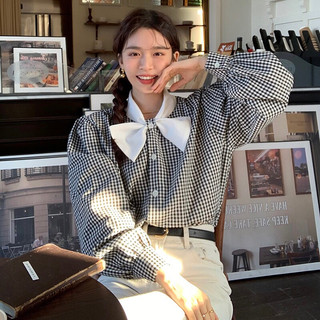 Áo sơ mi nữ kẻ ca rô cổ nơ 🔥🔥🔥 áo sơ mi nữ kẻ ca rô cổ nơ vintage