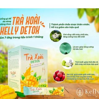 Trà Xoài Gảm Cân Detox Kelly Giảm Mỡ, đào thải độc tố, thanh nhiệt cơ thể, tặng kèm vitamin (12g/h)