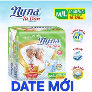 Tã dán người lớn size m/l 10 miếng - tã người già nyna - bỉm dán người già siêu thấm vòng hông70-120cm