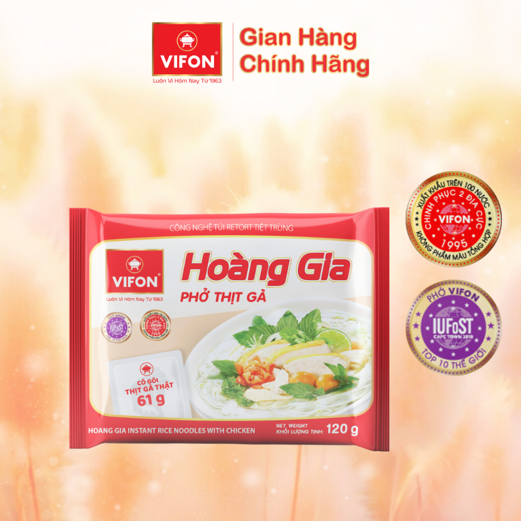 [VOUCHER đến 80K]-Thùng 18 gói Phở Thịt Gà HOÀNG GIA VIFON có Gói Sốt Thịt 120g / Gói