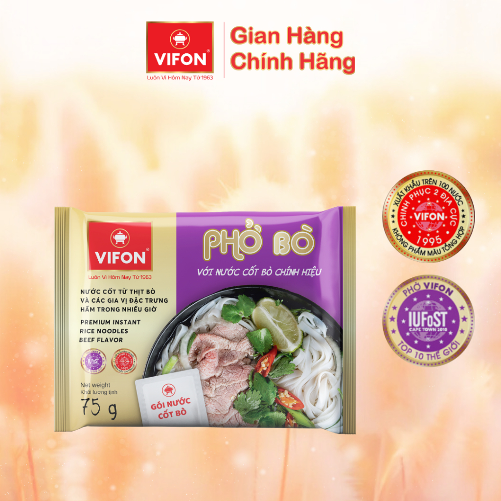 Thùng 24 Phở Bò VIFON Có Gói Nước Cốt Bò 75g/gói