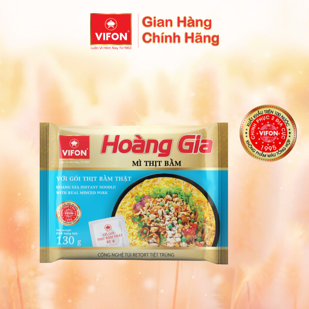 Thùng 18 gói Mì Thịt Bằm HOÀNG GIA VIFON 130gr / Gói