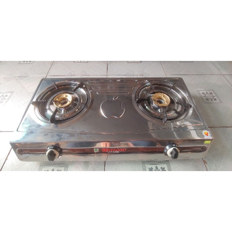 BẾP GAS ĐÔI INOX WATASHI tiết kiệm gas, mâm hứng trào rời dễ vệ sinh.