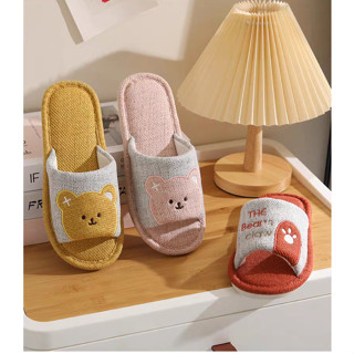 Dép Vải Con Gấu Đi Trong Nhà Dễ Thương, Mang Trong Văn Phòng, Khách Sạn, Đế Cao Su Chống Trượt, chống hôi chân