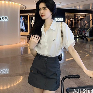 Áo sơ mi nữ Maia cộc tay thêu thỏ hot hit Somitheutho3479 P4K14