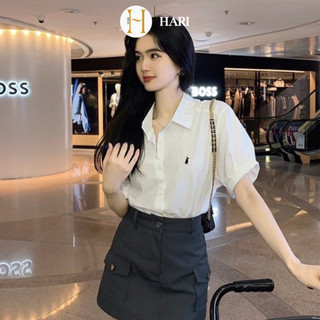 Sơ mi nữ Hari thêu thỏ tay gập 3479 P4K14