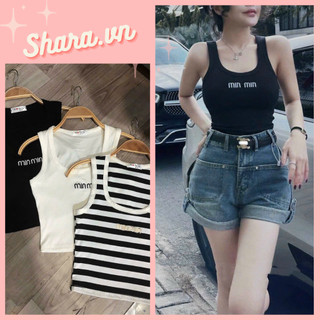 Áo thun body ba lỗ cố vuông phong cách sexy basic, áo ba lỗ dây bản to chữ ngực gợi cảm cực tôn dáng Shara SR717 KT